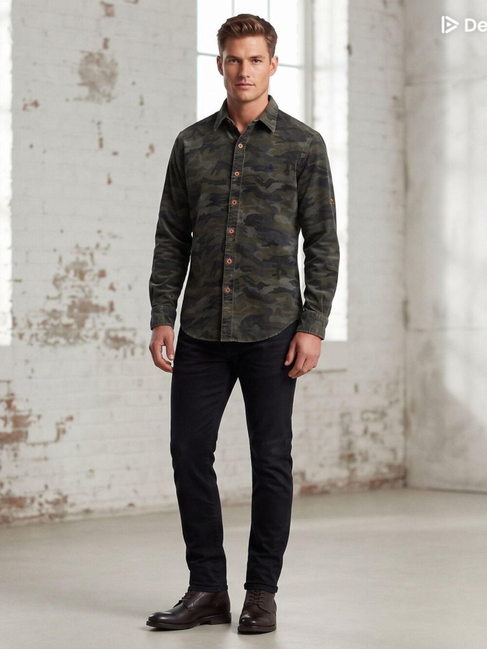 Polo Ralph Lauren Vintage Camo Canvas Button Up Jacket Rugged Utilitarian M